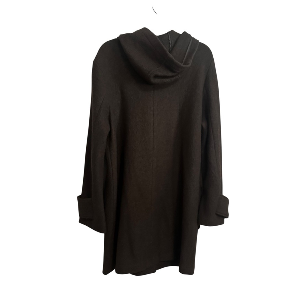 Jones NY Dark Green Wool Blend Button Up Trench Hooded Coat Size XL - Picture 6 of 8